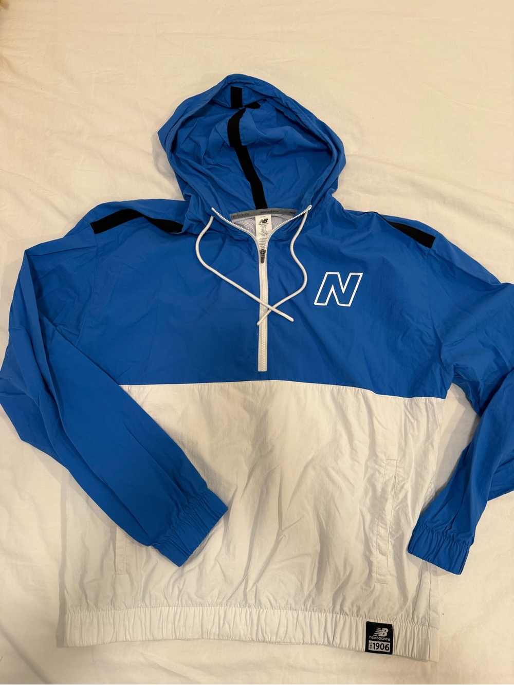 New Balance Royal Blue and White Pullover Windbreaker Hoodie